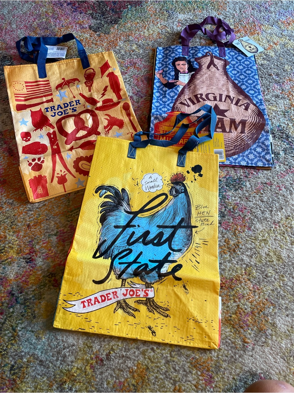 Nwt Trader Joes delaware philadelphia virginia tote bags shopping reusable food